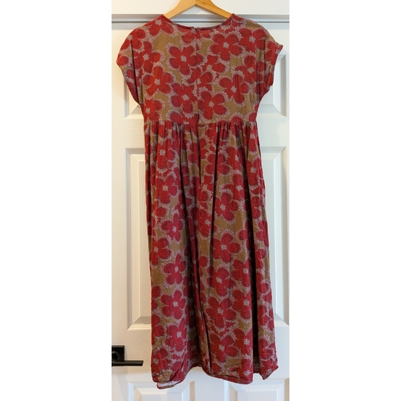 Floral Print Linen Blend Short Sleeve Dress - Picture 2 of 7